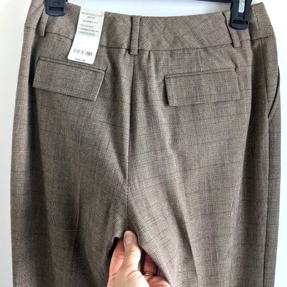 WORTHINGTON Tan Plaid Audrey fit Petite Stretch Trousers 6 NWT - Picture 6 of 11